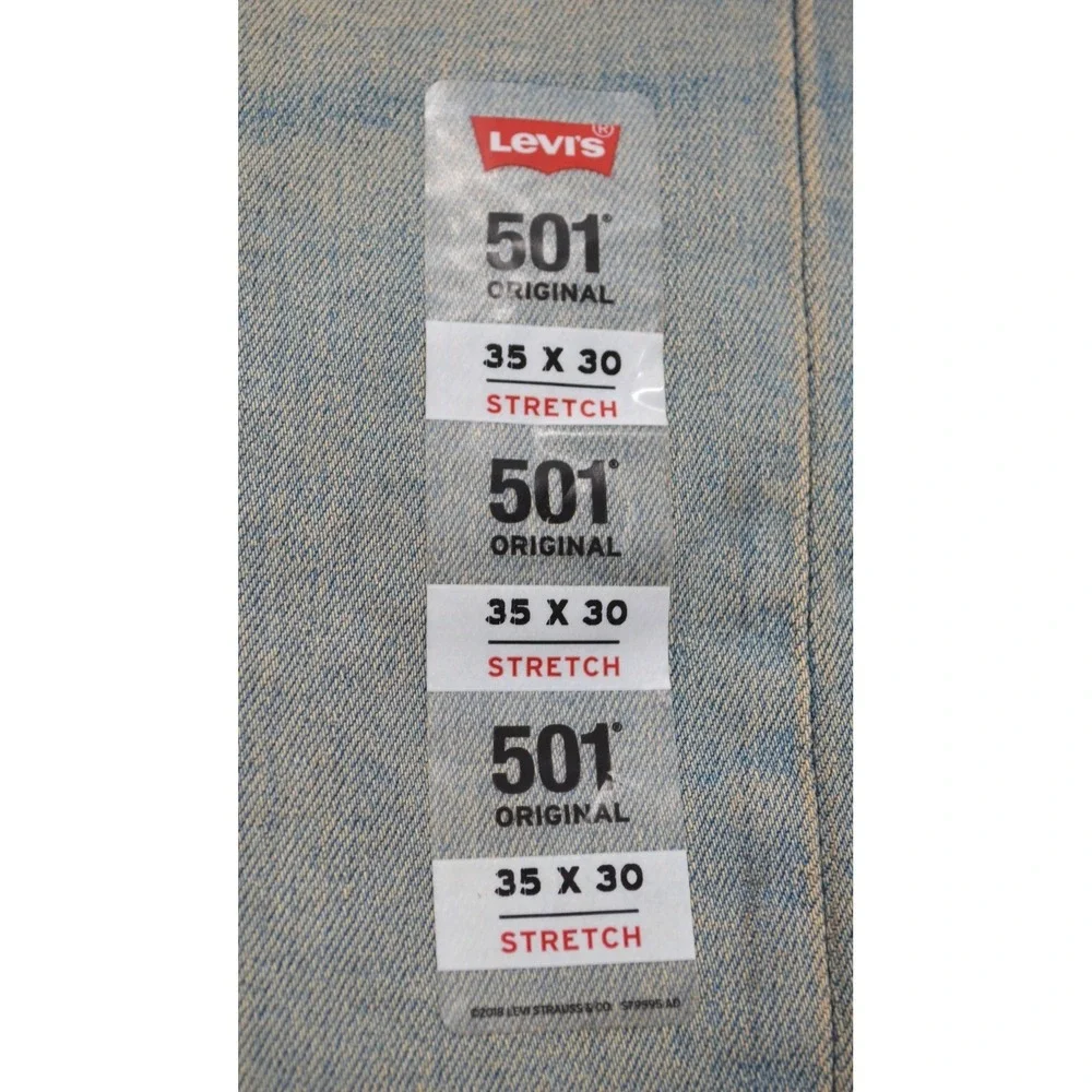 Nwt's Levi's 501‎ Original Stretch Button Fly Blue Jean Denim Men's 35 x 30